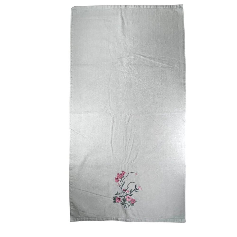 Vtg Embroidered Floral Bath Hand Towel Set of 4 The Royal Collection Green Pink - Picture 4 of 16